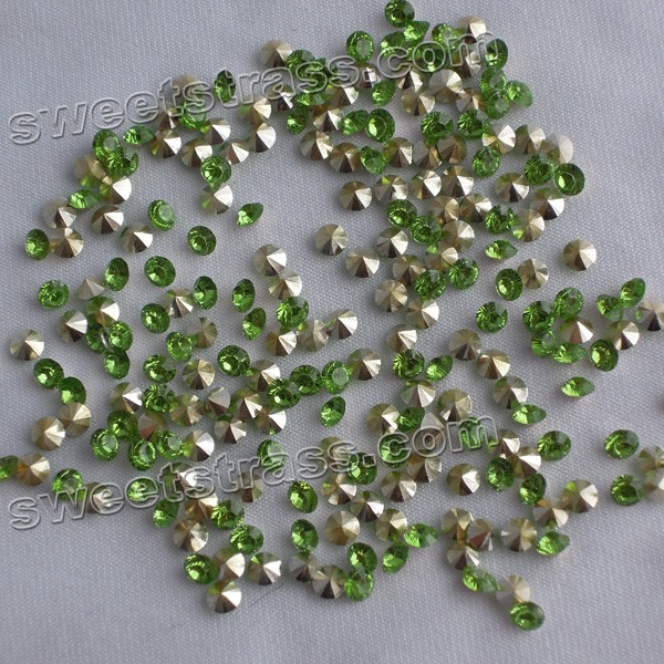 Epoxy Chaton Crystals Pointed Back Green
